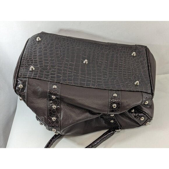 Steven by Steve Madden Leather Riveted Satchel Black Purse Handbag Unused - Picture 7 of 8